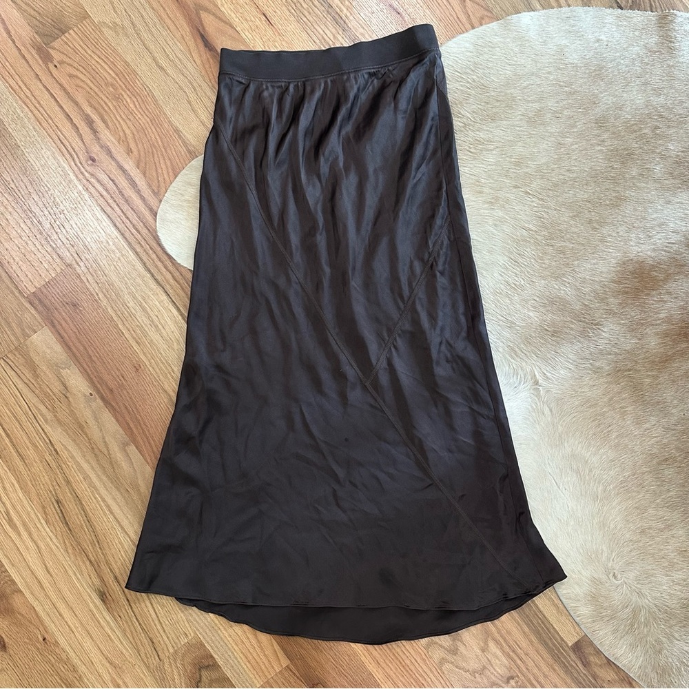 Anthony Thomas Melillo ATM 100% REAL Silk Chocolate Brown Maxi Skirt Sz XS
